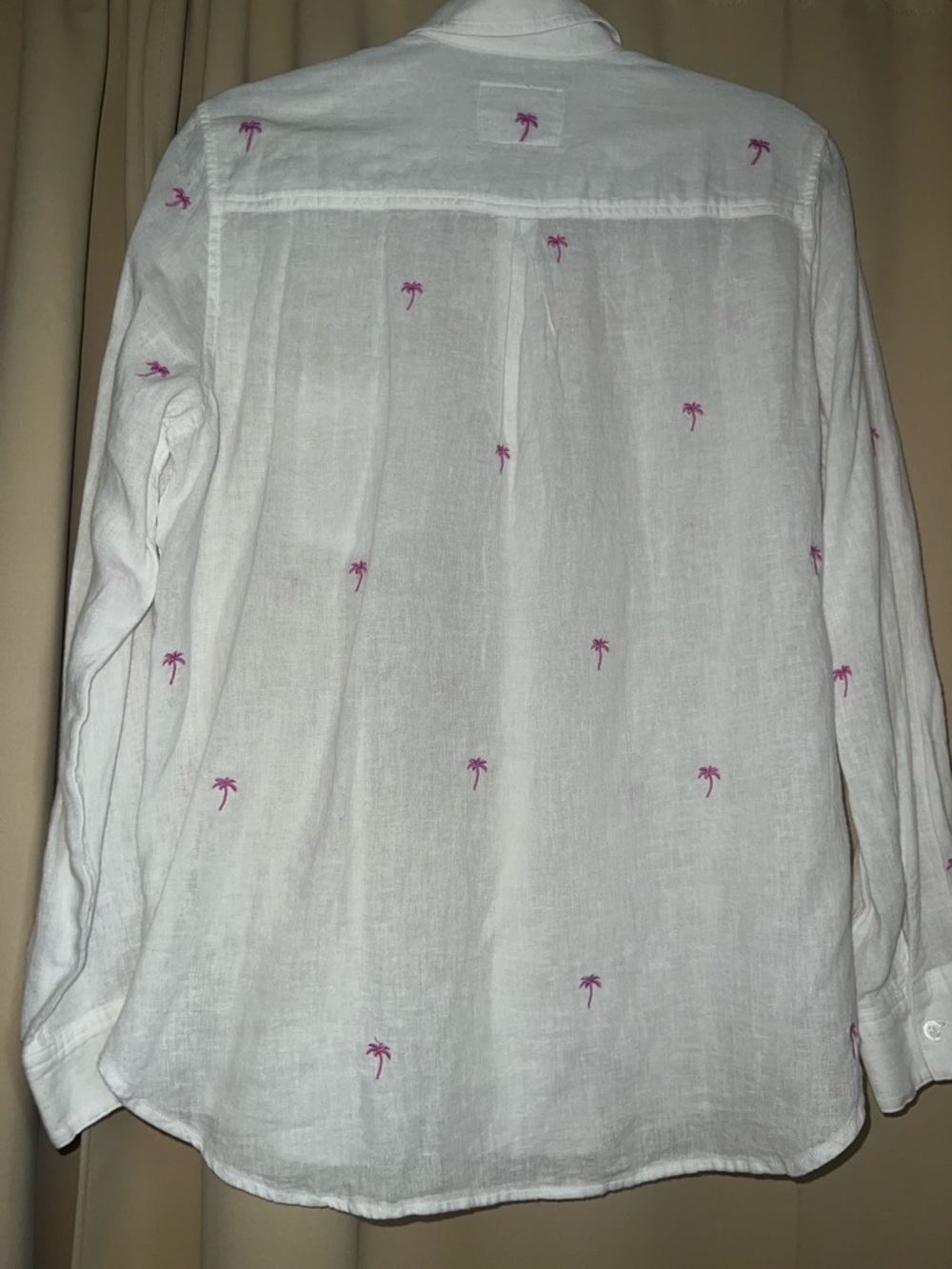 Rails White Linen Button-Up Shirt with Pink Palm Embroidery-never worn! - Picture 3 of 4